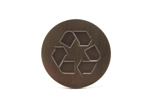 Vista 8 de Logotipo de reciclaje, emblema, medallón, cocina, oficina, parte delantera del gabinete, 1.5 pulgadas, acero inoxidable, latón, negro mate