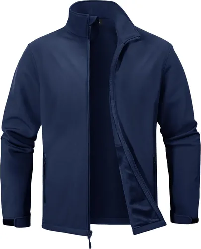 Vista 8 de ZITY Chaqueta Softshell Ligera para Hombre con Forro Polar Impermeable Chaqueta de Lluvia con Cremallera Carcasa Suave Cortavientos Rompevientos