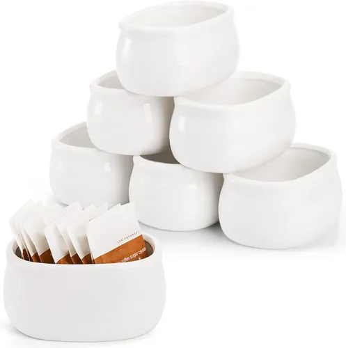 Vista 3 de Dicunoy Juego de 6 soportes para paquetes de azúcar, organizador de cerámica para edulcorante, organizador de bolsas de té blanco para restaurante