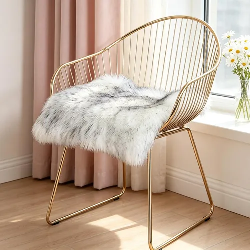 Vista 11 de OKAYDA Funda cuadrada de piel de oveja sintética de 18 x 18 pulgadas, cojín de cojín de piel súper esponjosa para silla de tocador, asiento