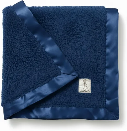 Vista 6 de Little Giraffe Manta de chenilla para bebé, felpilla suave con ribete satinado, 29 x 35 pulgadas, color azul, ultrasuave, suave y segura, ligera