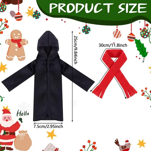 Vista 2 de Libima 6 Pcs Christmas Doll Clothes Accessories Halloween Wizard Clothes Wizard Robe and Broom Doll Costume