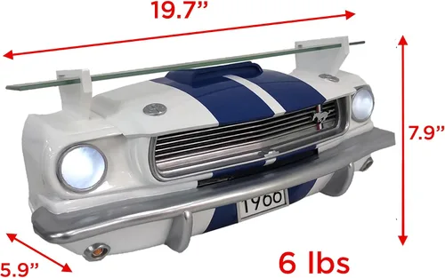 Vista 3 de Sunbelt Gifts Carroll Shelby GT350 1966 - Estante flotante de pared, faros LED, decoración de garaje automotriz, entusiastas de los automóviles