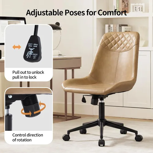 Vista 6 de DUHOME Silla de oficina moderna de cuero PU Silla de escritorio Silla giratoria para computadora Camel