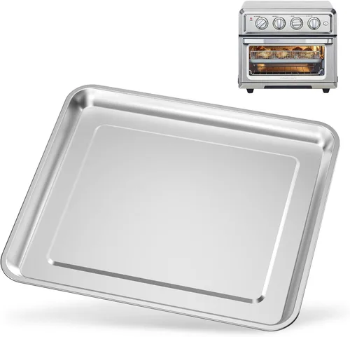 Vista 7 de Bandeja de acero inoxidable para hornear compatible con Cuisinart Airfryer TOA-060 y TOA-065 (bandeja de 2 piezas)