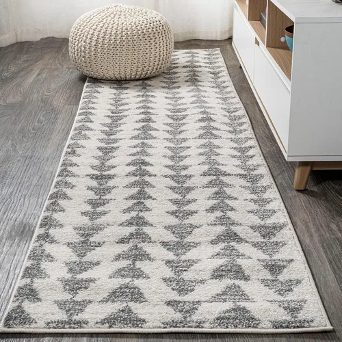 Vista 10 de JONATHAN Y Aisha - Alfombra geométrica triangular marroquí negra/crema, 2x8, contemporánea, moderna, fácil de limpiar para sala de estar