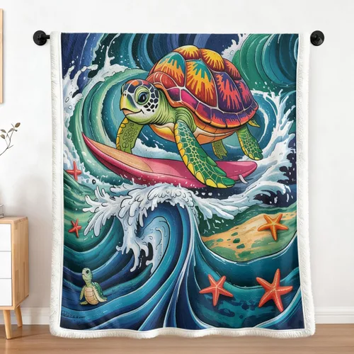 Vista 13 de Sleepwish - Manta de vellón de tortuga para niños, niñas y niños, de felpa suave, color teja y turquesa, sherpa, para sofá o silla, tamaño bebé