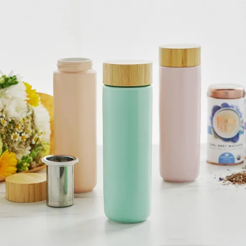 Vista 6 de Pinky Up Tatyana - Taza de cerámica con infusor de té de acero inoxidable, taza de viaje con tapa para té de hojas sueltas, perfecta para rutinas