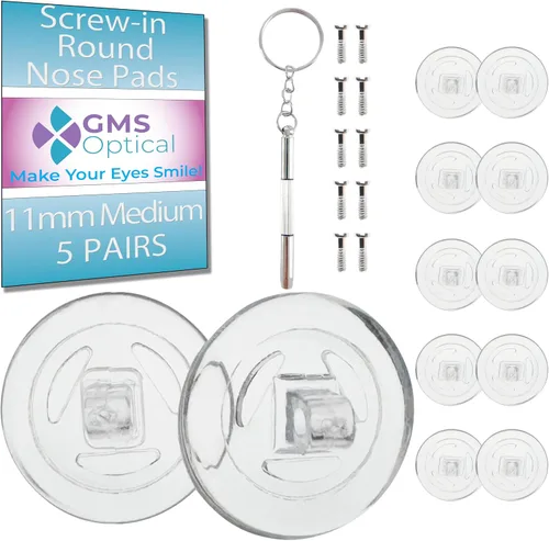 Vista 9 de Screw-in Nose Pads Round 11mm Small 10 Pairs Eye Glasses Nose Pads Non Slip