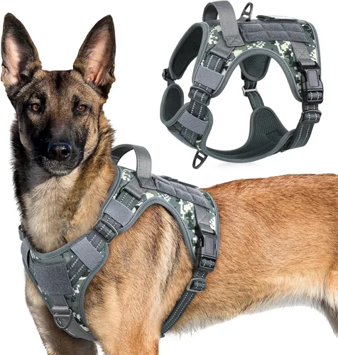 Vista 62 de rabbitgoo Arnés táctico para perros pequeños, chaleco de servicio militar sin tirones con asa y Molle, de fácil control para entrenar y caminar