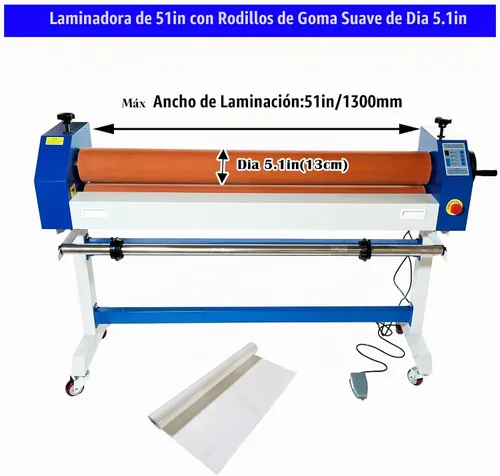 Vista 3 de INTBUYING Laminador frío de 51 pulgadas, Máquina automática de laminación en frío de doble uso eléctrico/manual, Rodillo de goma suave, Interruptor