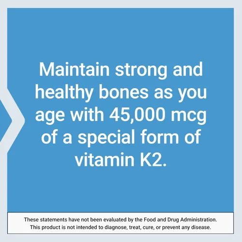 Vista 6 de Life Extension Mega Vitamina K2 de alta potencia para huesos fuertes, clínicamente estudiada 45 mg de dosis K2, promueve una densidad ósea