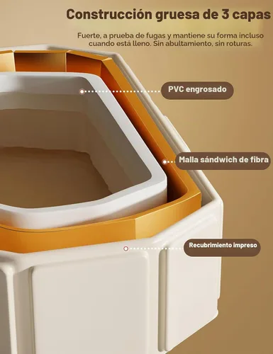 Vista 4 de Bañera de bebé plegable y portátil de 30 pulgadas para recién nacidos a 6 Blanco