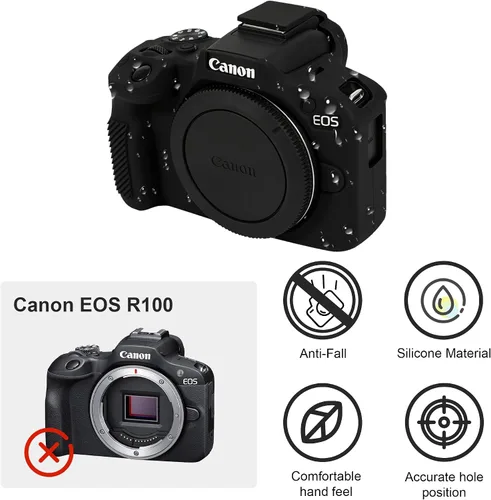Vista 2 de Leayjeen Funda protectora de silicona compatible con cámara Canon EOSR50, carcasa protectora de silicona suave para cámara R50, con cubierta