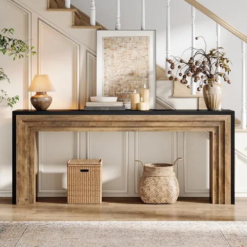 Vista 4 de Tribesigns Mesa consola larga de 70.9 pulgadas, Mesa de sofá de madera estrecha estilo granja detrás del sofá para sala de estar, entrada, pasillo