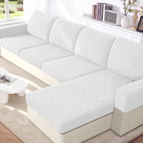 Vista 14 de VANSOFY Fundas de cojín para sofá seccional, Fundas de cojín de sofá de jacquard elásticas, Fundas protectoras lavables para muebles de sofá
