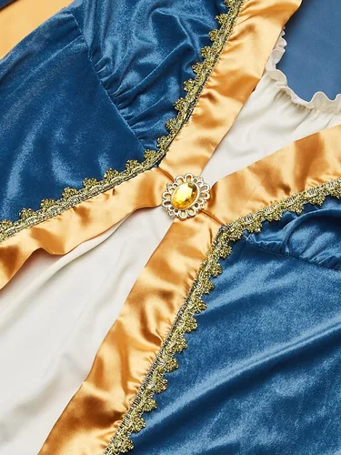 Vista 3 de California Costumes Vestido largo elegante para mujer, diseño de emperatriz renacentista, color azul, talla XS