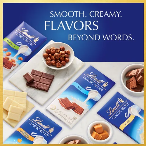 Vista 5 de Lindt CLASSIC RECIPE Barra de chocolate con leche, caramelo de chocolate con leche, 4.4 onzas (paquete de 12)