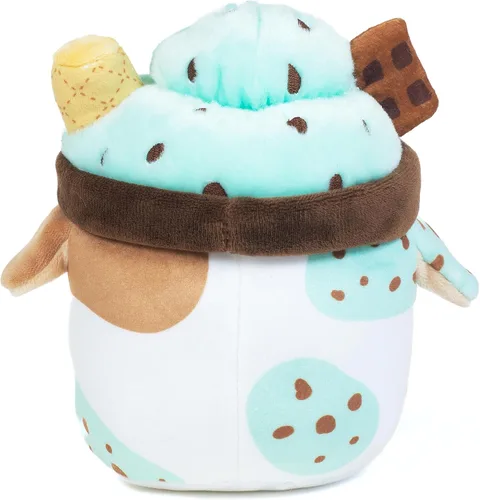Vista 7 de Cuddle Barn PlushGoals Mooshake con chispas de chocolate menta Juguete de peluche súper suave con aroma kawaii, 7 pulgadas