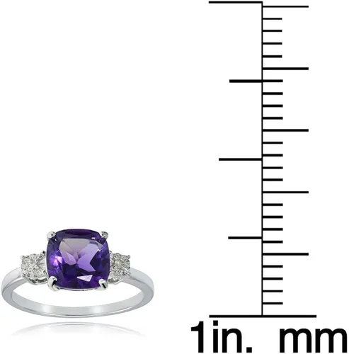 Vista 3 de Ice Gems Anillo de plata esterlina con amatista africana y corte cojín
