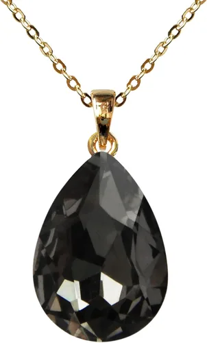 Vista 12 de Navachi Collar con colgante de circón en forma de pera con gota de agua chapada en oro de 18 quilates 16 "+2" Negro