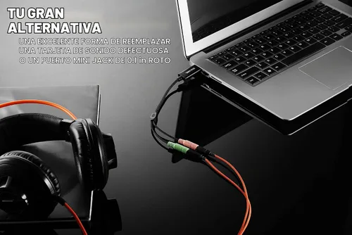 Vista 7 de DUKABEL Adaptador de audio USB con conector de 0.1 in Adaptador de sonido USB externo - 30CM