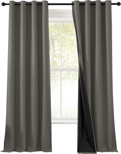 Vista 9 de RYB HOME Cortinas negras 100% opacas de 84 pulgadas de largo para dormitorio, sala de estar, cortinas de oscurecimiento de habitación para Negro