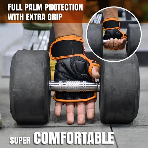 Vista 3 de ESTREMO Guantes de entrenamiento para hombres y mujeres, guantes de gimnasio para levantamiento de pesas para hombres con excelente agarre y soporte