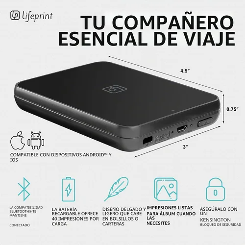Vista 2 de Lifeprint Ultra Slim Impresora Bluetooth portátil