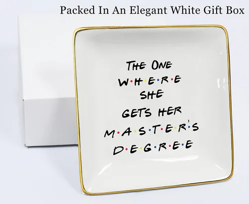 Vista 6 de Plato para anillos de maestría, regalo para estudiantes, regalo de MBA, regalos de graduación para mejores amigos, hija, prima, hermana, The One