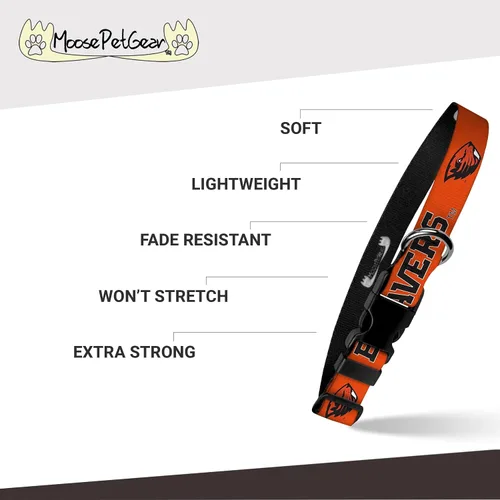Vista 3 de Oregon State University Beavers - Collar de perro con licencia universitaria, ajustable, 3/4 pulgadas de ancho, pequeño, naranja