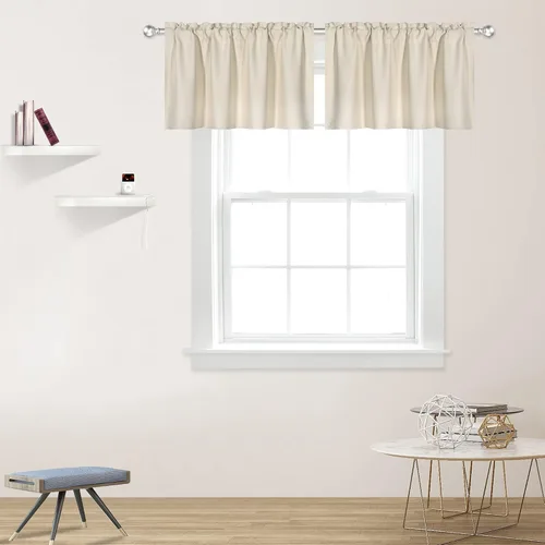 Vista 25 de DECOVSUN Cenefas Aqua para ventanas de cocina, con bolsillo para barra, opacas, con aislamiento térmico, 1 panel de 42 x 18 pulgadas