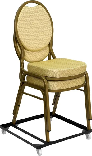 Vista 2 de Flash Furniture Hercules Series Silla apilable de acero y silla de iglesia Dolly