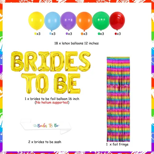 Vista 6 de Decoraciones de despedida de soltera lesbiana, globos de novias, decoraciones de despedida de soltera LGBTQ, decoraciones de compromiso de boda