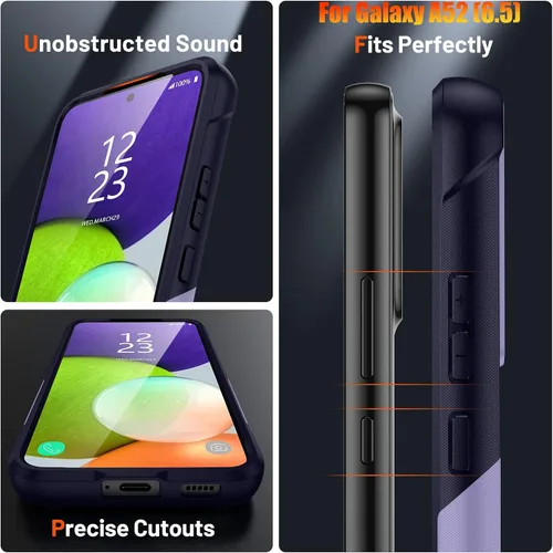 Vista 6 de Funda resistente para Samsung Galaxy A52(5G) de 6.5 pulgadas, 4 esquinas con bolsas de aire [protección contra caídas de 12 pies], agarre