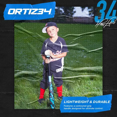 Vista 4 de Ortiz34 Juego de bate y pelota – Juego de bate y pelota de plástico de grafiti – David Ortiz juego de béisbol para el patio trasero para jóvenes