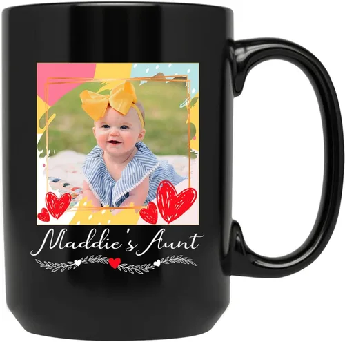 Vista 8 de Taza de cerámica personalizada con nombre para tía, regalo para tía, taza de café personalizada con título oficial para tía, regalo de sobrina