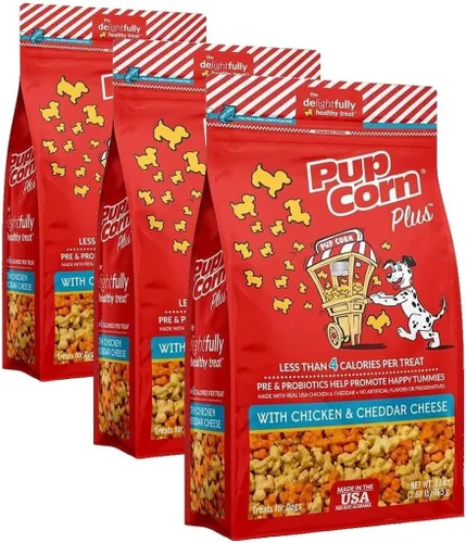 Vista 20 de Pup Corn Plus - Golosinas para perros infladas con prebióticos y probióticos - Pollo y queso cheddar (24 onzas) - Fabricado en Estados Unidos