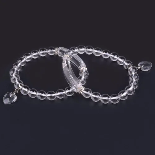 Vista 2 de Justinstones - Brazalete unisex con cuentas de gemas semipreciosas con dije de corazón, elástico
