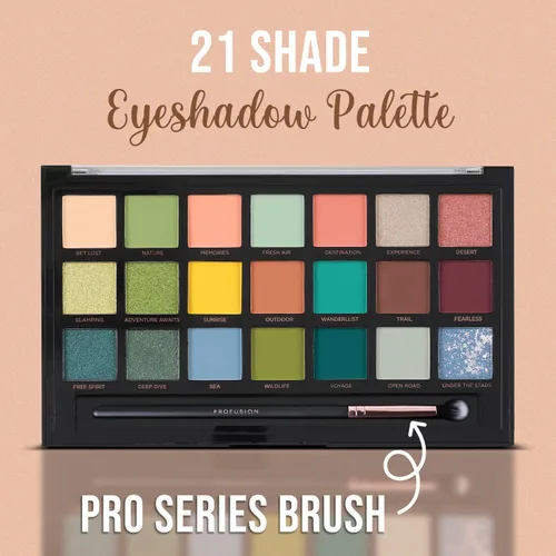 Vista 4 de Profusion Cosmetics Paleta de sombras de ojos de 21 tonos con pincel, mate mezclable, brillante y tonos metálicos en tonos neutros llamativos