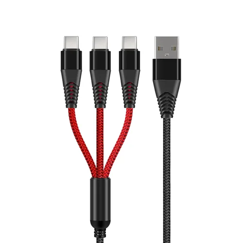 Vista 5 de Cable USB C, 1 divisor a enchufe de 3 vías, cable de carga rápida para teléfono inteligente Android Samsung Galaxy tipo C, tableta Fire Kindle