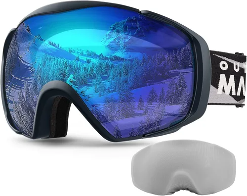 Vista 29 de OutdoorMaster - Gafas de esquí con cubierta, antivaho OTG para nieve/snowboard La cubierta integrada ayuda a proteger la lente, con ajuste OTG