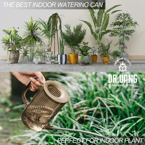 Vista 7 de Regadera pequeña para plantas de interior con boquilla larga (1L, marrón ámbar)