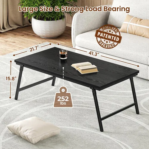 Vista 2 de ALLSTAND Mesa auxiliar plegable para espacios pequeños, pestillos para las piernas, mesa de centro plegable portátil, resistente, sin montaje, mesas