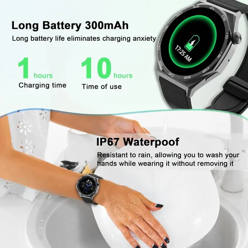 Vista 7 de AOC Smartwatch Fitness Sports Watch 1.43 AMOLED HD pantalla táctil, AI GPT, llamada Bluetooth, asistente de voz, monitoreo de frecuencia cardíaca