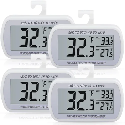 Vista 10 de AEVETE Termómetro digital impermeable para refrigerador con pantalla LCD grande, termómetro de sala de congelador con parte trasera magnética, sin