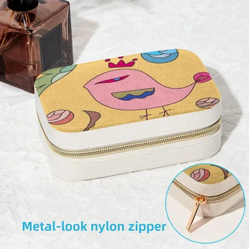 Vista 6 de IEDHFNGDBFV Flannel Small Jewelry Box Travel Jewelry Box Organizer for Women Girl Zipper Portable Jewelry Case for Ring, Pendant, Earring, Necklace