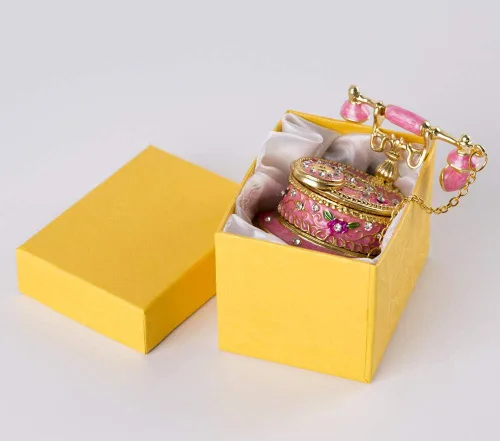 Vista 6 de SEVENBEES - Caja para joyas decorativa esmaltada pintada a mano con bisagras en forma de teléfono