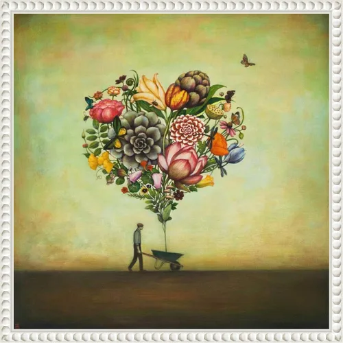 Vista 8 de Amanti Art Lienzo enmarcado para pared, diseño botánico de corazón grande de 16 x 16 pulgadas, por Duy Huynh, lienzo enmarcado para pared, obras