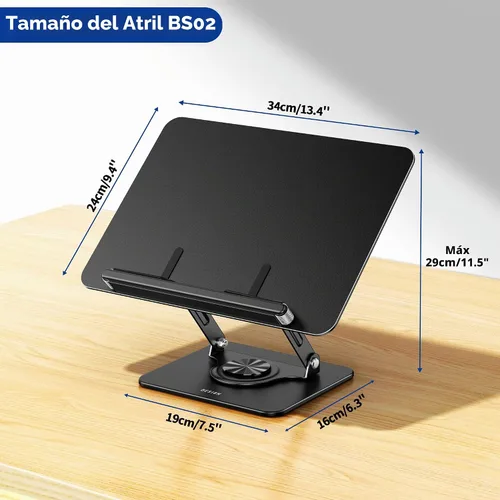 Vista 4 de BESIGN BS02 - Soporte de libro para lectura, soporte ajustable para libros, soporte ergonómico para laptop con clips elásticos para páginas